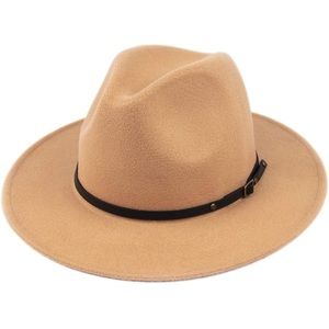 NWOT Panama Hat with Belt Buckle Wool Feel